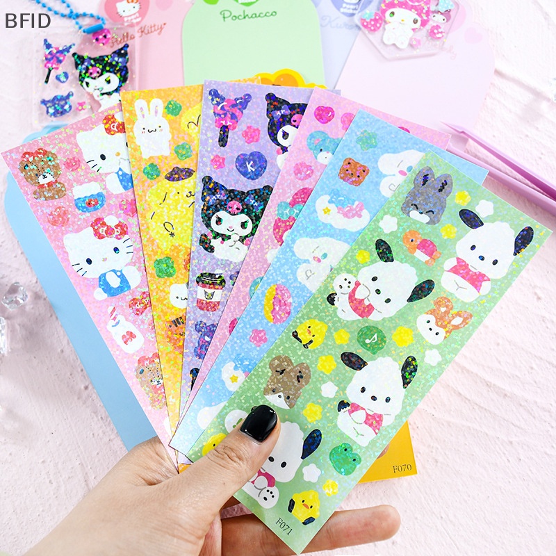 [BFID] Sanrio Stiker Seri Laser Kartun Animasi Kawaii Graffiti Goo Card Handbook Laptop Alat Tulis Stiker Hias [ID]