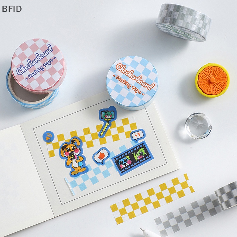 [BFID] 1roll Checkerboard Washi Tape Untuk DIY Jurnal Scrapbooking Diary Planners Perlengkapan Kerajinan Tangan [ID]