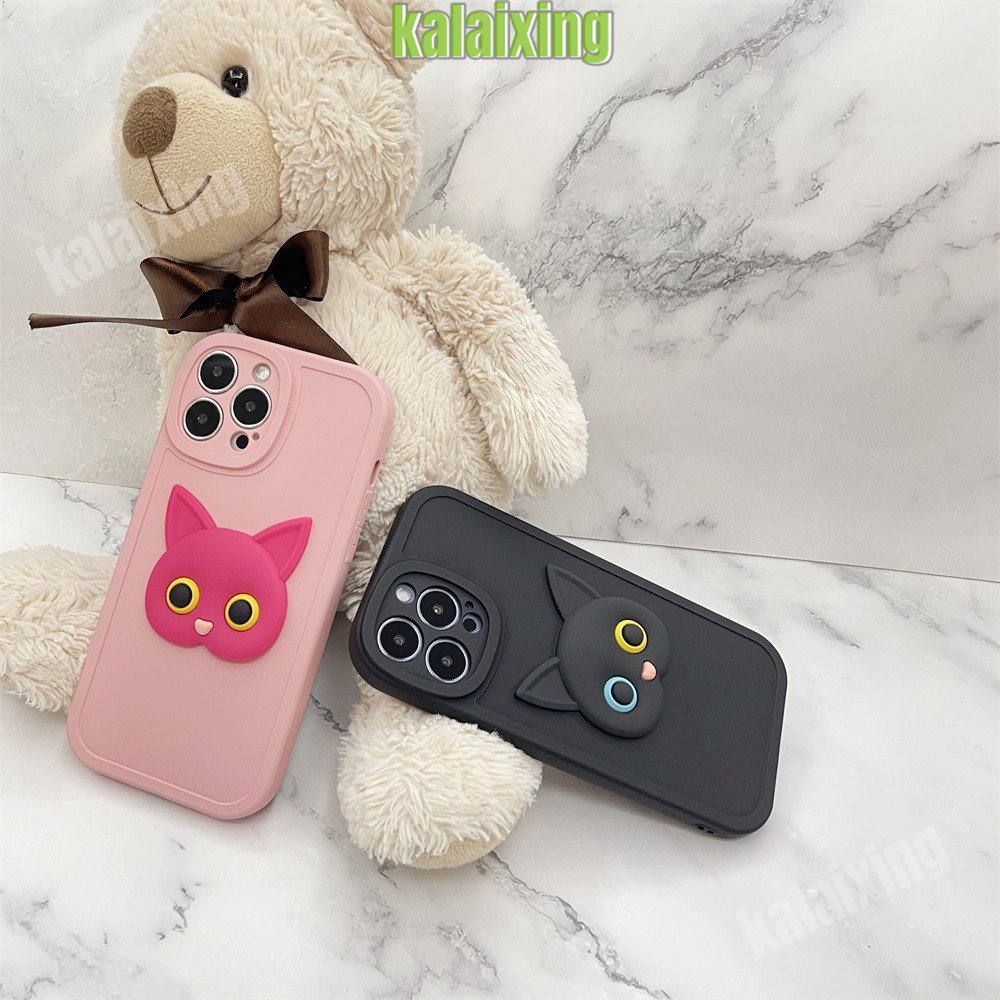 Casing Silikon Lembut Untuk iPhone 11Pro 13 Pro Max12 11 Pro Max7/8 X XS Max XR 7Plus 8Plus Casing 3D Kucing Penutup Belakang Beludru Di Dalam