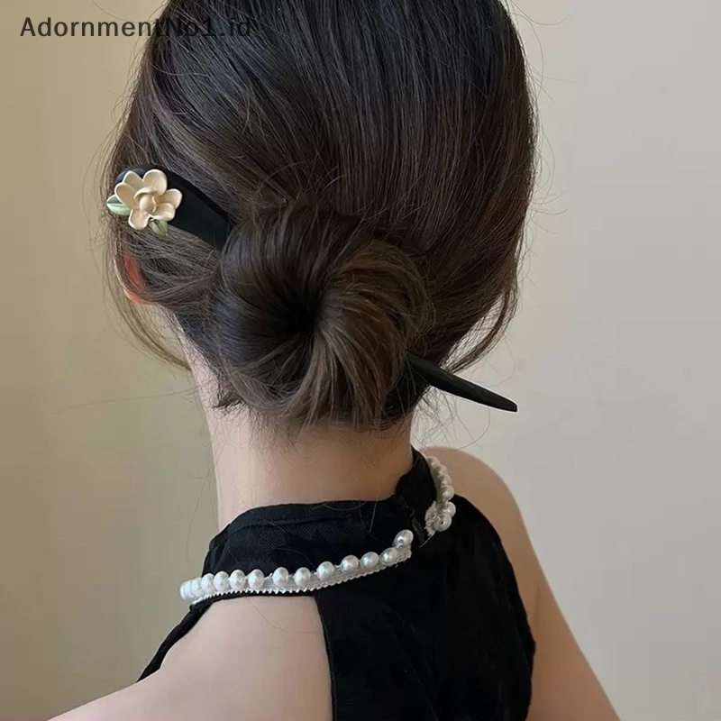 [AdornmentNo1] Stik rambut gaya sederhana tradisional china dengan bunga Vintage jepit rambut Handmade Hair Stick Retro hiasan kepala aksesoris