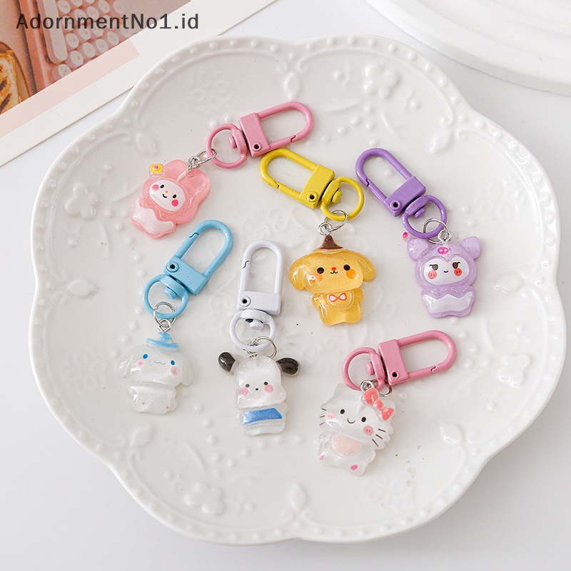 [AdornmentNo1] Sanrio gantungan kunci Keyring untuk teman Couple tas Hello Kitty liontin mobil Airpods kotak telepon pesona aksesoris perhiasan