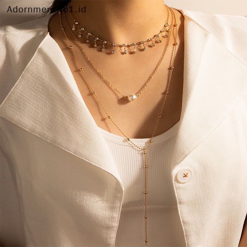 [AdornmentNo1] Bohemian zirkon Multi layered kalung untuk wanita liontin Chains Choker Boho Fashion kalung perhiasan