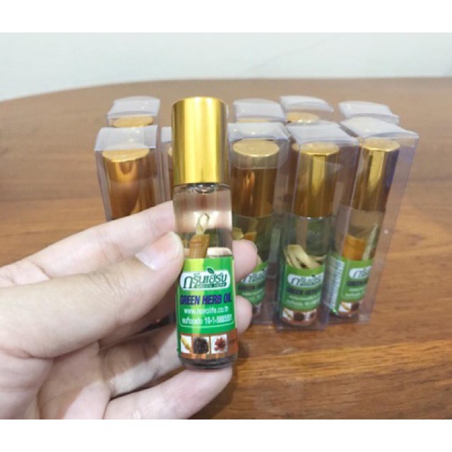 Green HERB Oil Roll On Made in Thailand 8cc