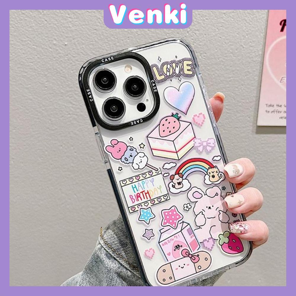 Venki - Case iPhone 11 iPhone Case Soft Case Bening Case Tebal Tahan Guncangan Bingkai Kamera Kelinci Pelangi Lucu Kompatibel dengan iPhone 14 Pro Max 13 Pro Max 12 Pro Max 11 Pro Max XR XS 7