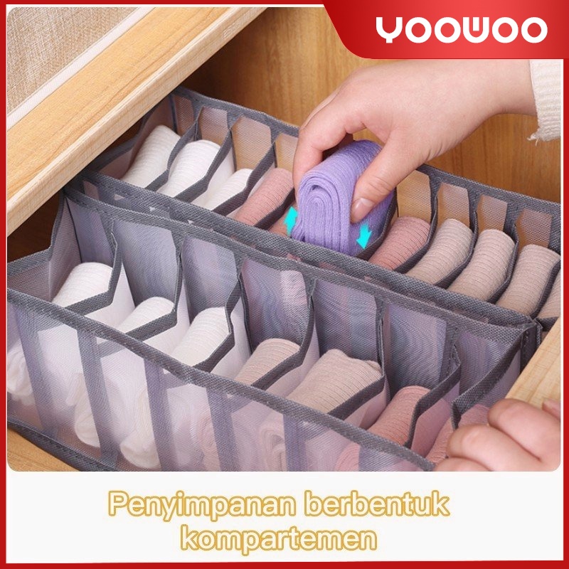 Tempat Penyimpanan 3in1 Underwear Mesh Storage Box Kotak penyimpanan kaus kaki