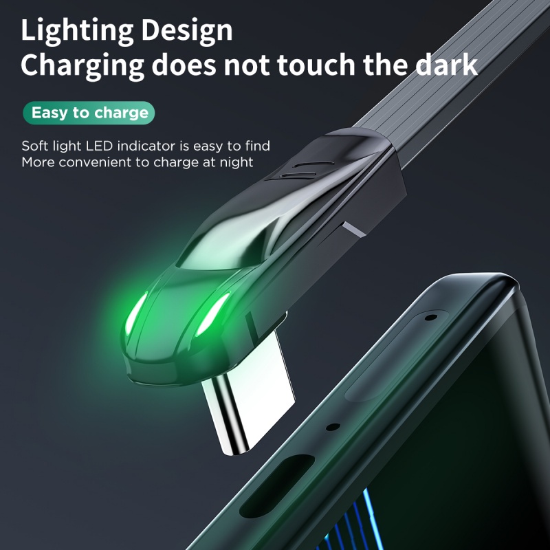 5a Quick Charge 66W Usb Tipe C 90derajat Pengisian Cepat Usb C Kabel Tipe-C Data Cord Charger Usb-C Untuk Telepon Tipe C