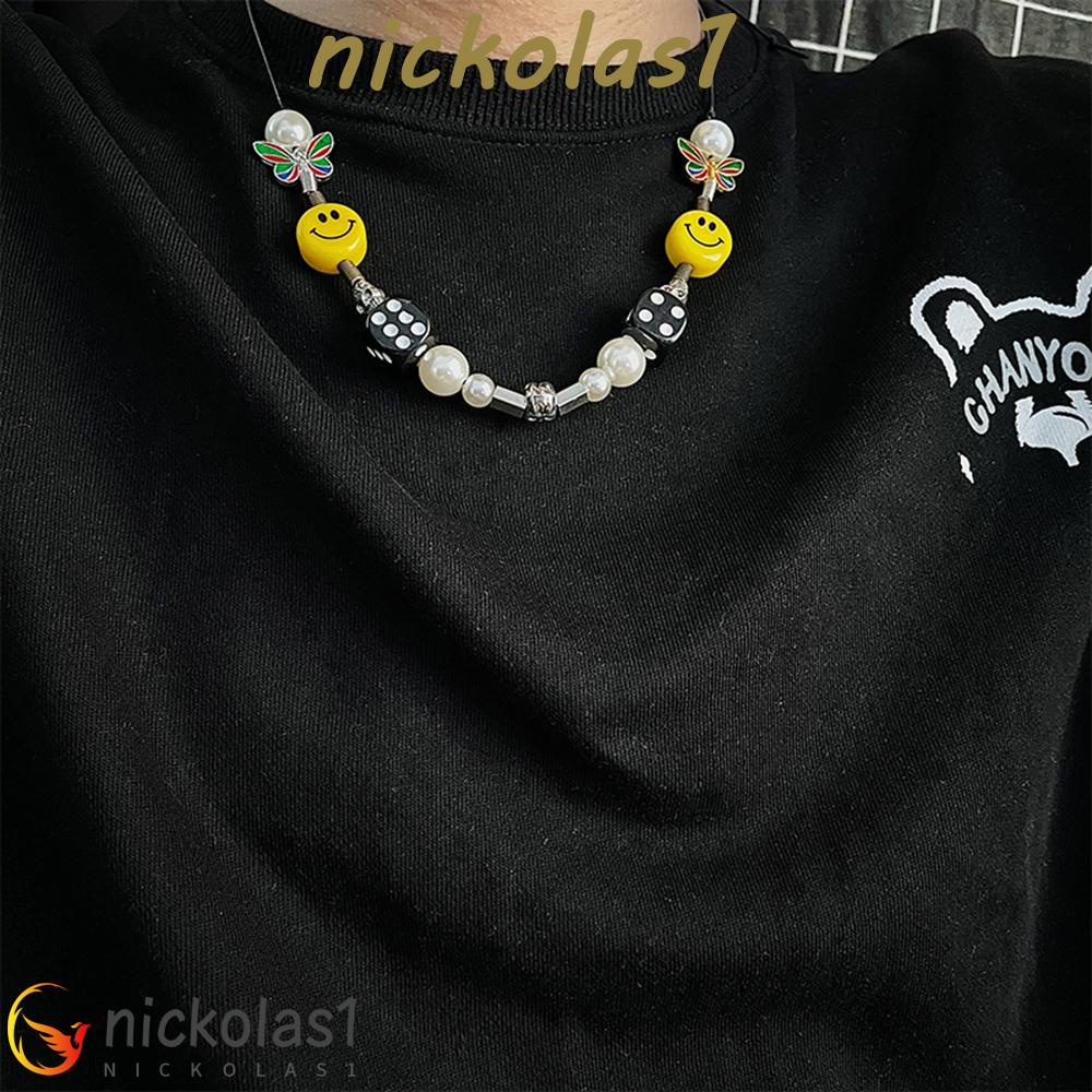 NICKOLAS1 Kalung Manik-Manik Tengkorak Punk Klasik Eropa Dan Amerika Kalung Untuk Pria Paduan Gelang Akrilik