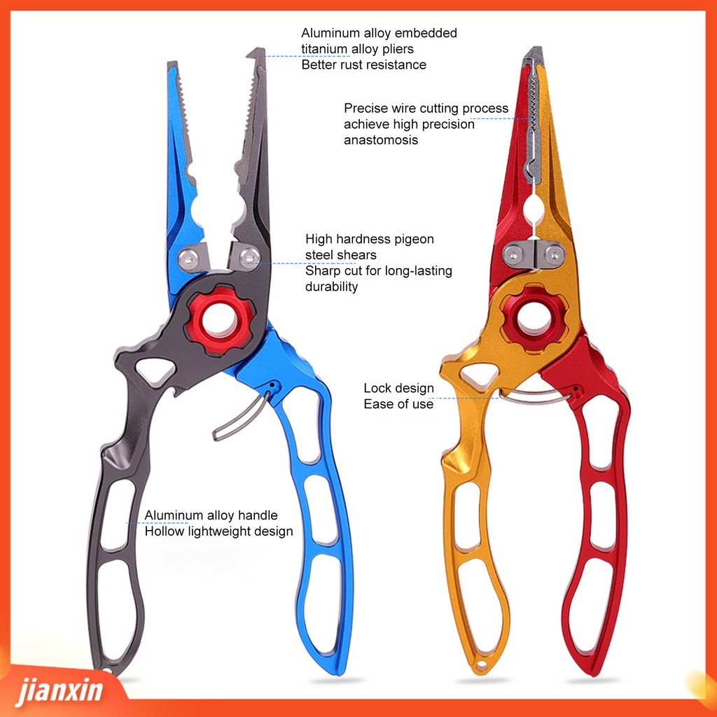 (In Stock) Tang Pemikat Pancing Multifungsi Kunci Pengaman Titanium Alloy Kekuatan Tinggi Pemotong Tali Memancing Gunting Memancing Aksesoris