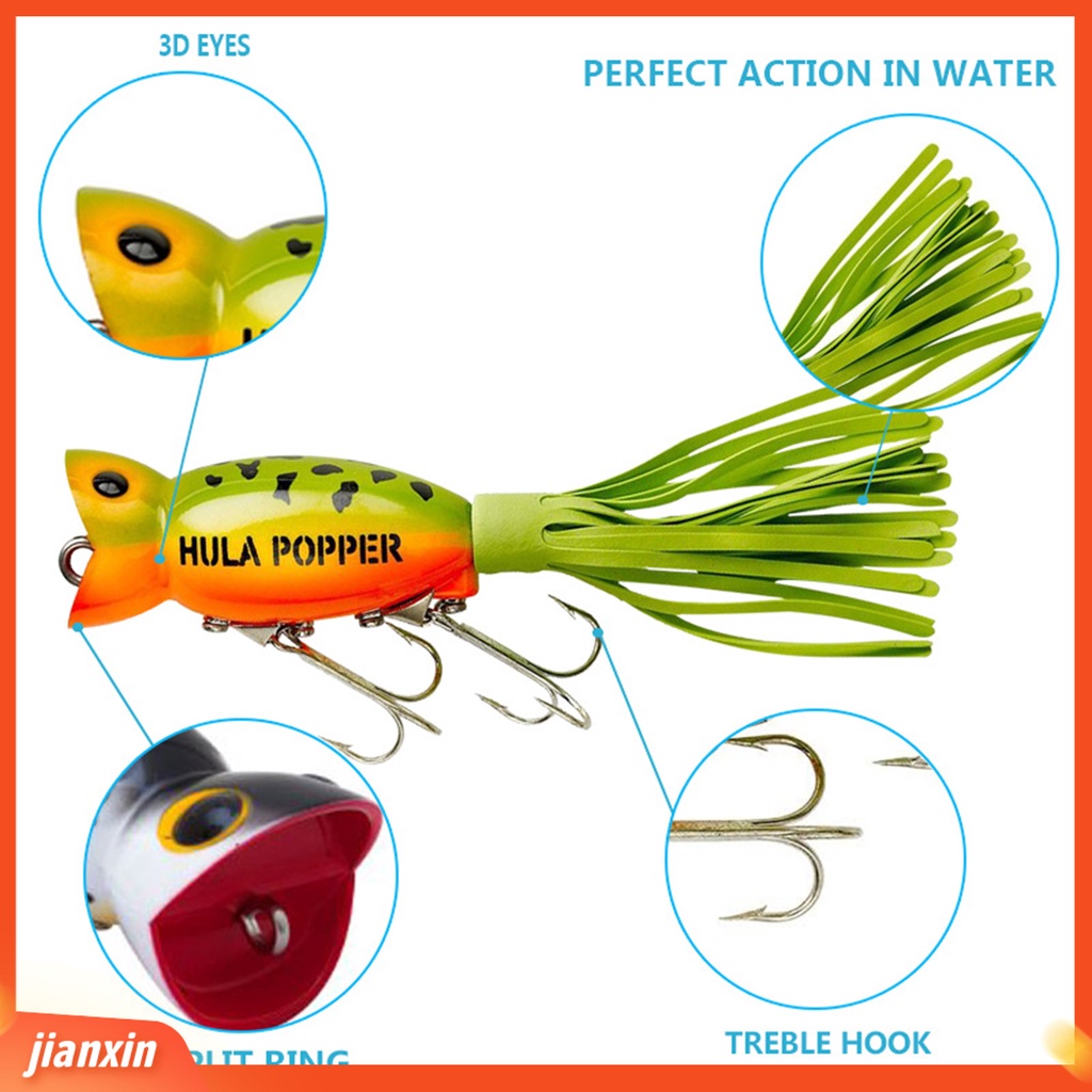 (In Stock) 5cm /11g Desain Rok Popper Lure Bahan Plastik Umpan Apung Tangguh Dengan Kait Treble Untuk Memancing