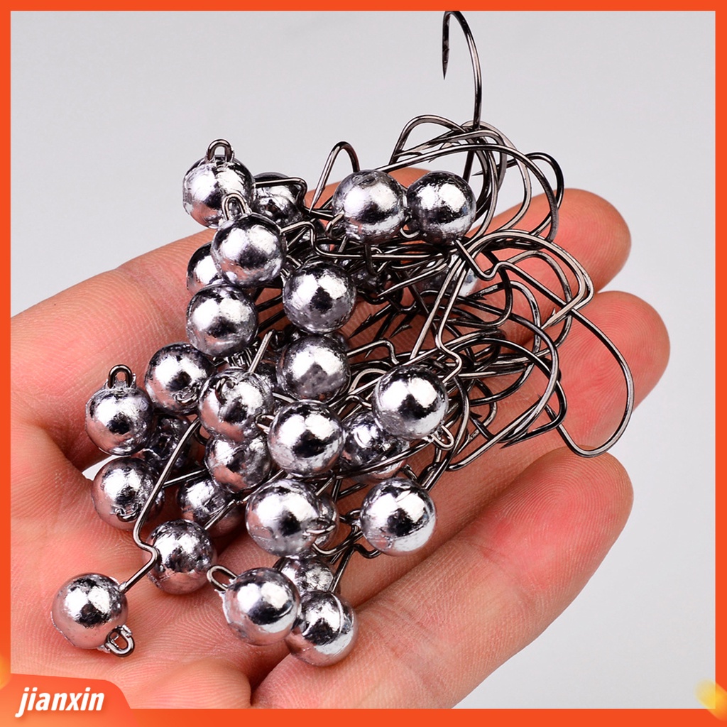 (In Stock) 5Pcs 3.5g /5g /7g /10g Umpan Pancing Tajam Mudah Digunakan Metal Offset Head Ball Jig Hook Untuk Air Asin