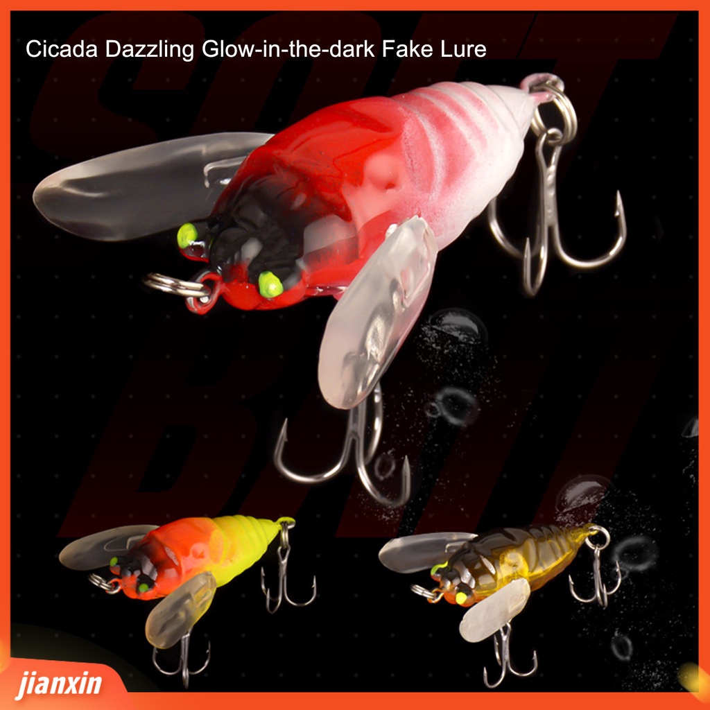 (in Stock) 6.5g /5cm Umpan Umpan Treble Hook Kebisingan Godaan Jangkrik Bercahaya Mempesona Glow-in-the-dark Umpan Palsu Perlengkapan Memancing