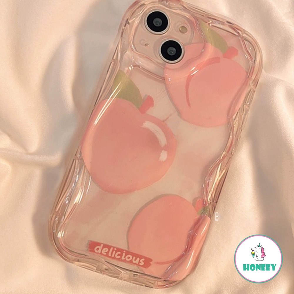 Ins Musim Panas Buah Peach Ponsel Case Kompatibel Untuk iPhone 14 Pro Max11 13 12 Pro Max Bening Silikon Penutup Pelindung