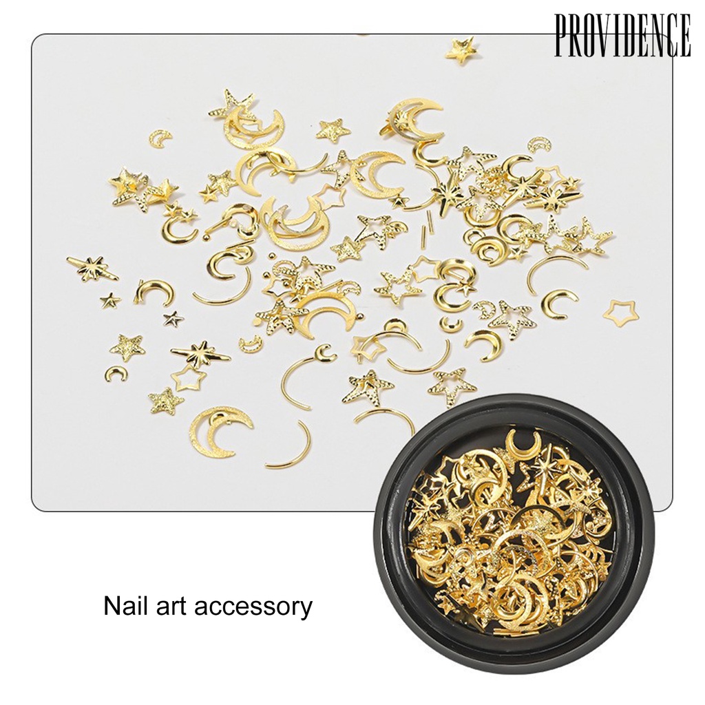 Providence 1kotak DIY Nail Art Dekorasi Hollow-out Alloy Bintang Bulan Segitiga Serpihan 3D Glitter Berlian Imitasi Charms Nail Art Perhiasan Campuran Aksesoris