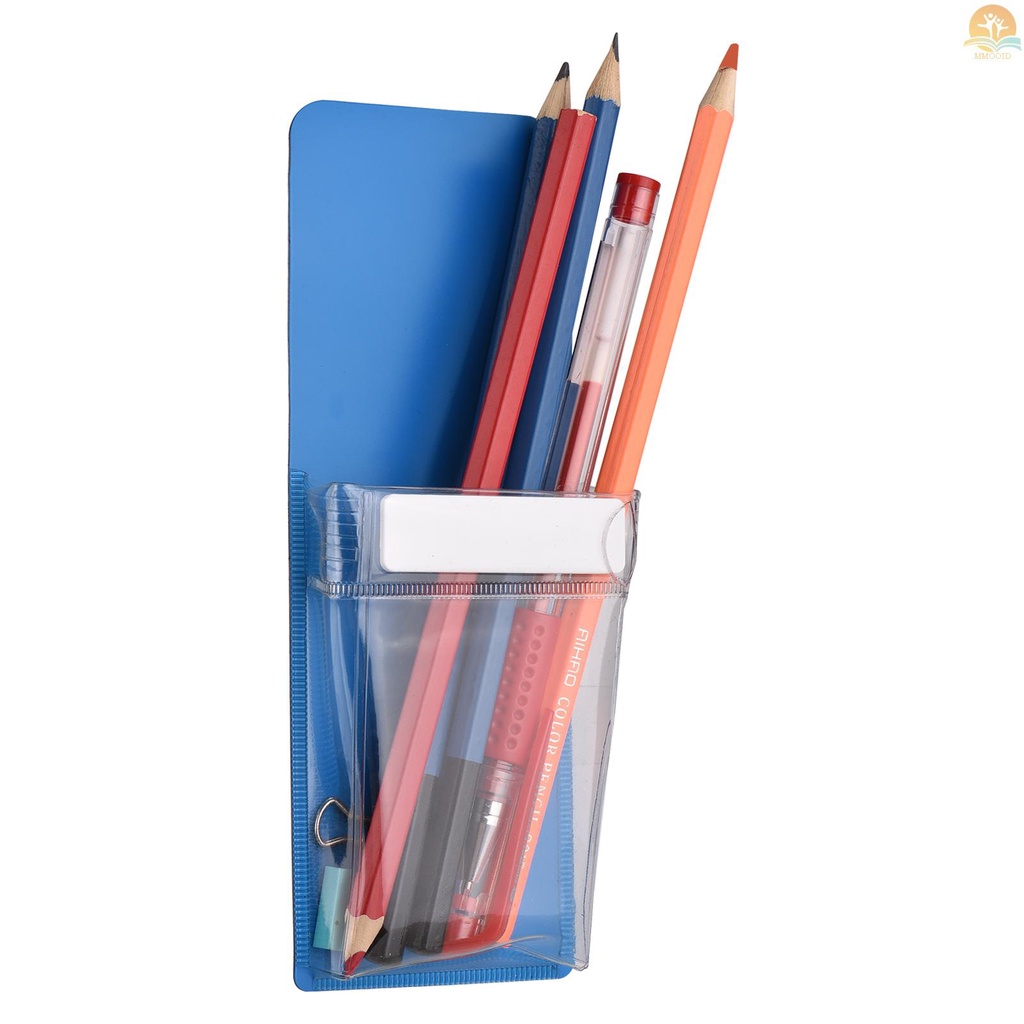 In Stock SS Magnetic Pocket Pen Holder Notebook Tools Aksesoris Tas Penyimpanan Untuk Papan Tulis Lemari Loker Kulkas
