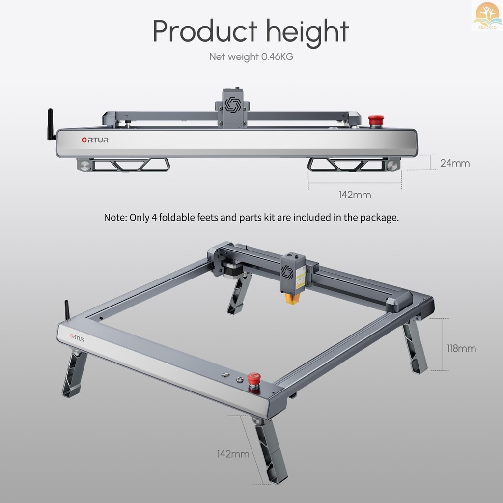 In Stock ORTUR Laser Master 3ukir Aksesori 4PCS FFT1.0 Kaki Lipat Struktur Miring Meningkatkan Tinggi Ukiran Mudah Dipasang