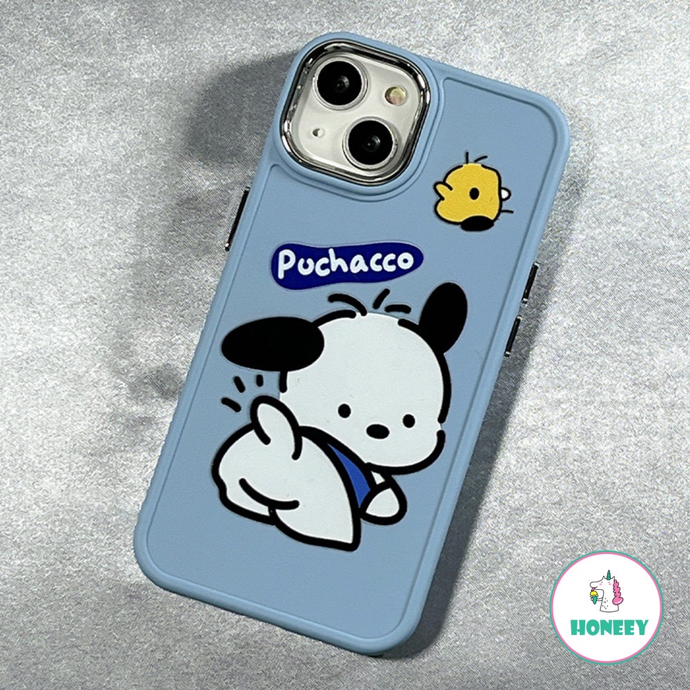 Fashion Kartun Pochacco Holder Phone Case Kompatibel Untuk iPhone 14 Pro 13 12 11 Pro Max Case iPhone 11 7 8Plus XR Metal Kamera Perlindungan Hybrid Phone Cover