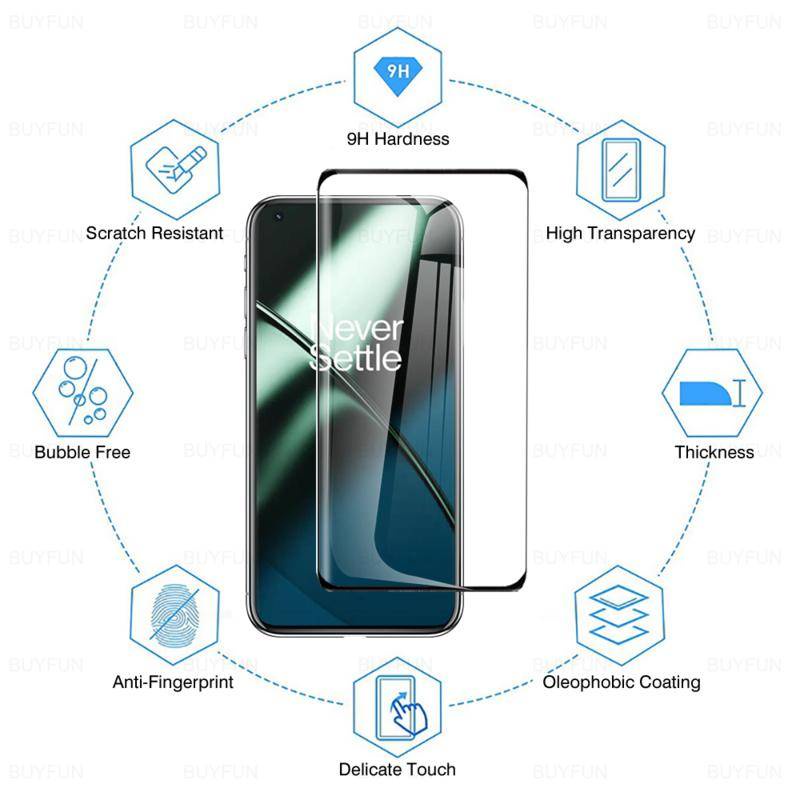 Kaca Full Lengkung Untuk OnePlus 11R 11 Ace 2 2Pcs Tempered Glass Film Pelindung Untuk OnePlus 10 9 8 7T 7 Pro