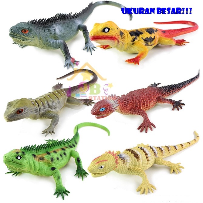 Mainan Anak Hewan Reptil Kadal Cicak Karet Dipencet Bunyi Kualitas Top - Merah