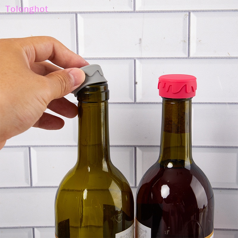 Tolonghot&gt; 8Pcs Wine cap Tutup Wine Silikon Untuk Botol Ganti Sumbat Botol Hadiah Wine-Anggur Stopper seal Reusable Bottle Caps well