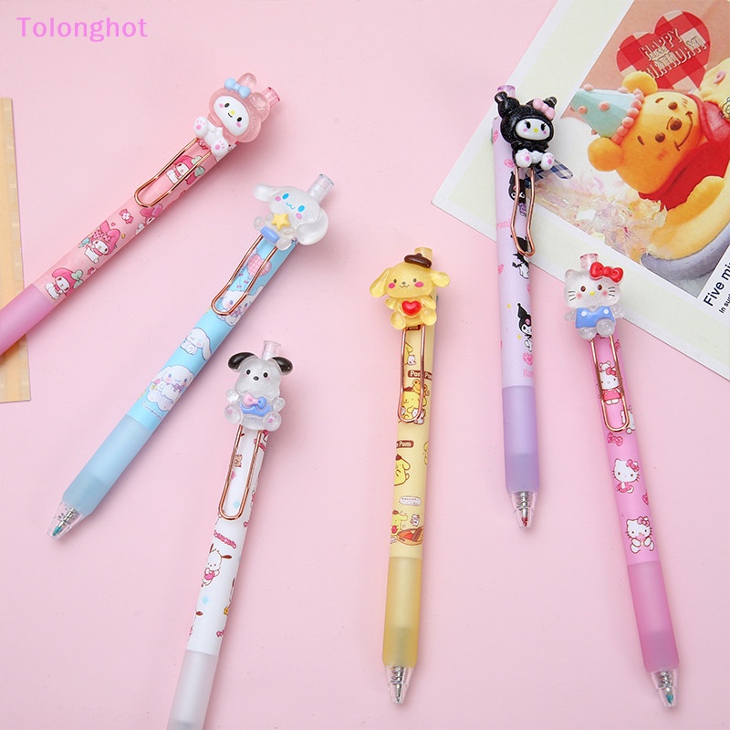 Tolonghot&gt; 1pc Resin Patch Press Pen Gadis Kecantikan Tinggi Pena Logam Klip Pena Netral Super Cute Siswa Alat Tulis Dengan Baik