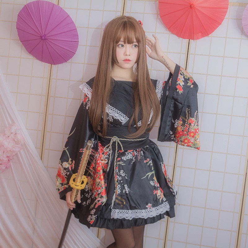 CC-20 -  Black Sailor Yukata Kimono Lolita Waloli Cosplay Costume Kostum