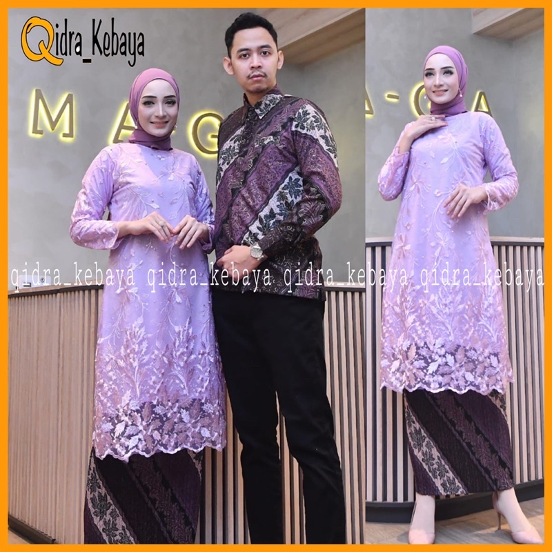 Set Kebaya Couple Kemeja Batik Lengan panjang Pakaian Couple Pesta Stelan Kebaya Couple Kemeja Batik