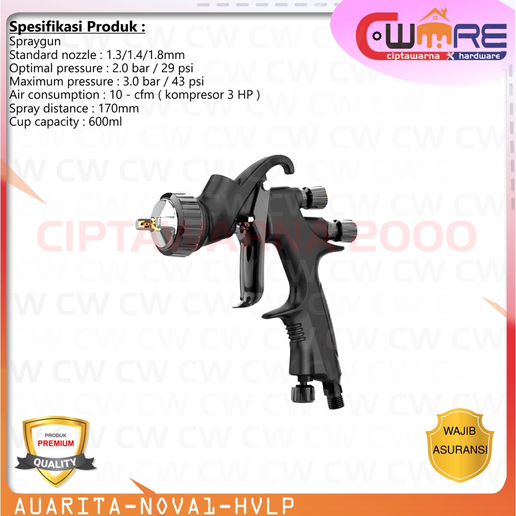 AUARITA NOVA1 Spray gun HVLP 1.3MM spraygun angin
