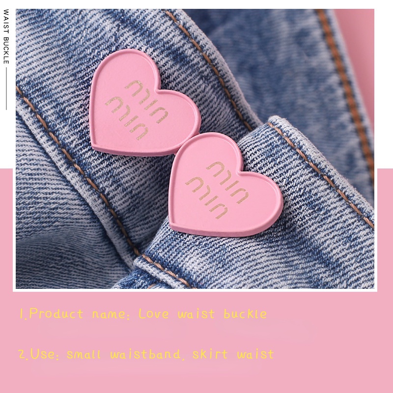 Mode Colorful Heart Waist Buckle Detachable Fixed Snap Button Pengencang Pinggang Celana Menyesuaikan Tombol
