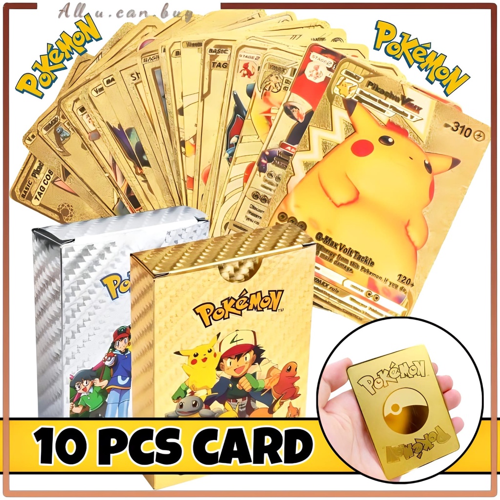 Kartu Pokemon 10 pcs Charizard Emas Bahasa Inggris Permainan Kartu Koleksi