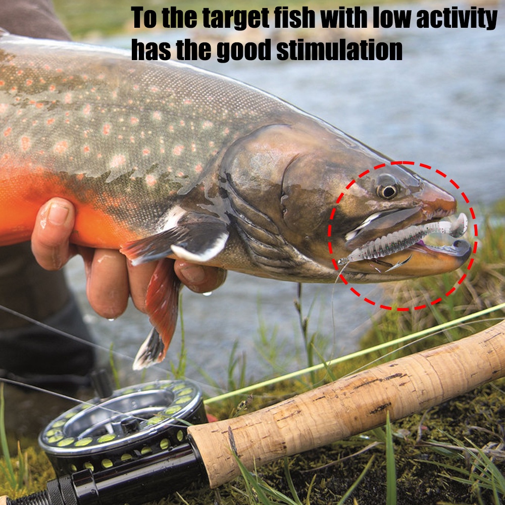 Umpan Ikan T-tail Ulir Terbalik Baru/Umpan Ikan Cacing Lembut/Umpan Pancing Bionic Buatan Silikon/Aksesoris Memancing Pancing/Floating Water Bass Trout Fake Swimbaits