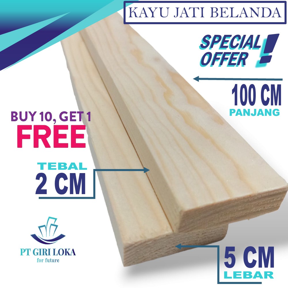 Papan Kayu Jati Belanda Pinus Dinding Ambalan Halus Murah Balok Kaso 2 Meter Uk. T 2 x L 5 x P 100