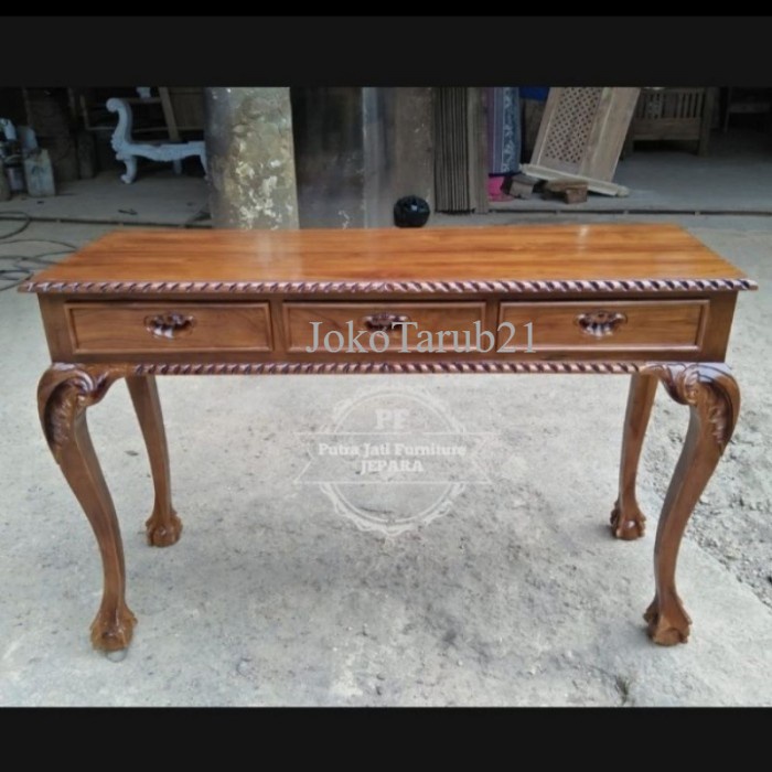 Meja konsul dinding Laci 3 ukir Jepara kayu jati mebel Jepara murah murah