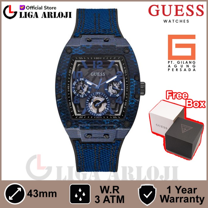 GUESS GW0422G1 Original PHOENIX Jam Tangan Pria Analog Blue Silicone