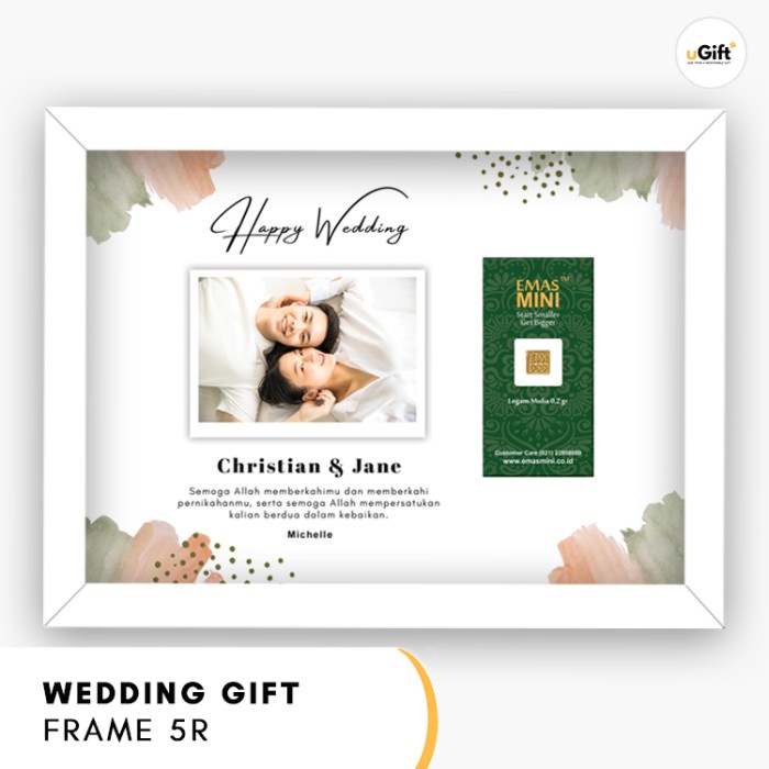 Kado Pernikahan Wedding Gift Frame 5R / Kado Unik / Hampers Emas Mini - WG5