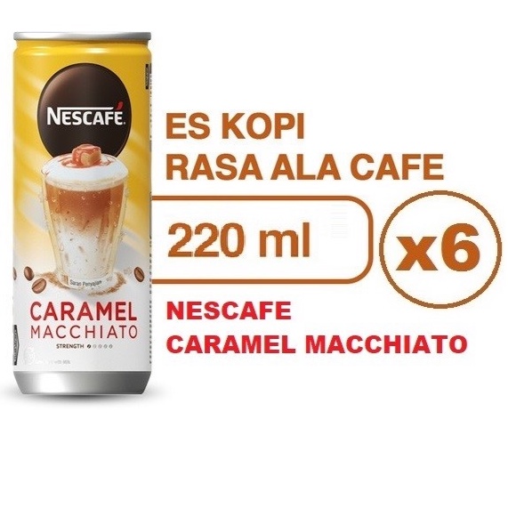 

Kopi Nescafe Kaleng CARAMEL MACCHIATO 1 PAKET isi 6 x @220ml ORIGINAL