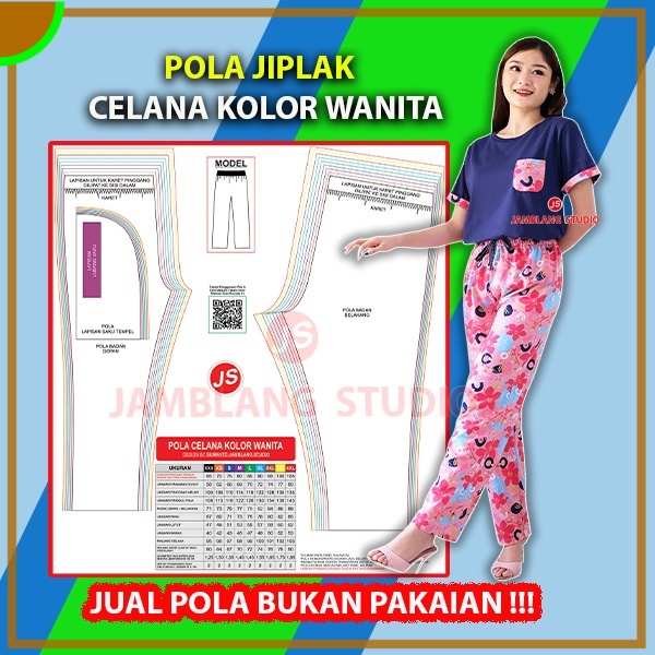 Pola Jiplak Celana Kolor Wanita 9 in 1 | Aneka Pola