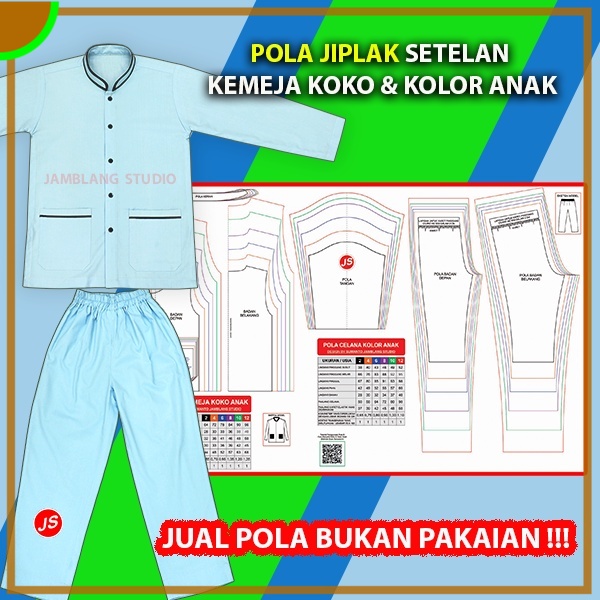 Pola Jiplak Setelan Kemeja Koko & Celana Kolor Anak 2 ~ 12 tahun | Aneka Pola