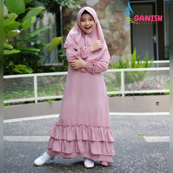 Promo Trend Style Terbaru Gamis anak remaja baju muslim anak perempuan gamis anak polos - S, DUSTY G