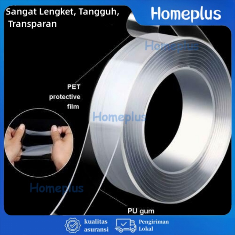 

HomePlus Double Tape Nano Tape Isolasi Selotip Nano Tape Double Tape Bening Transparan Double Tape Super Isolasi Bening 2 sisi Super Kuat Tanpa Bekas Kuat Di Cuci Magic Tape Nano