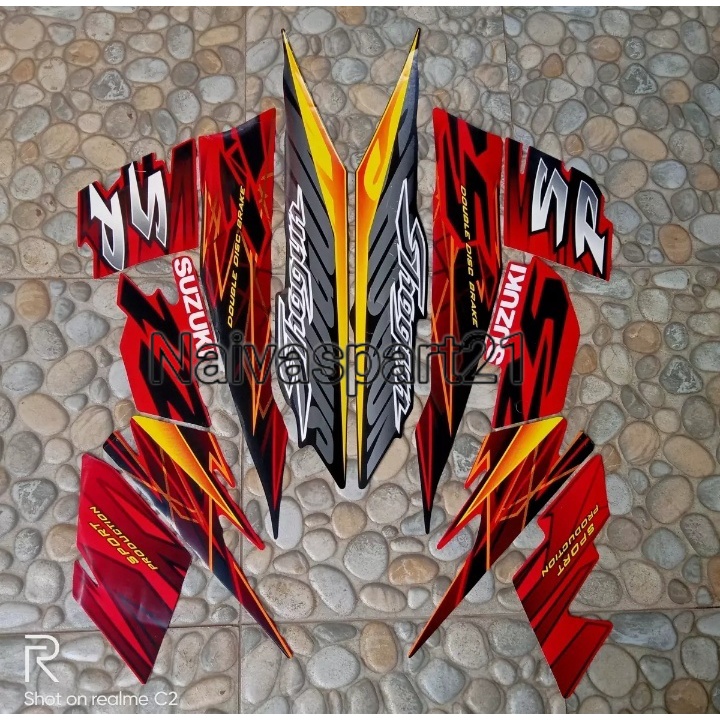 STIKER STRIPING LIS BODY SHOGUN SP 125 2007 SP 125 2007 MERAH STANDAR