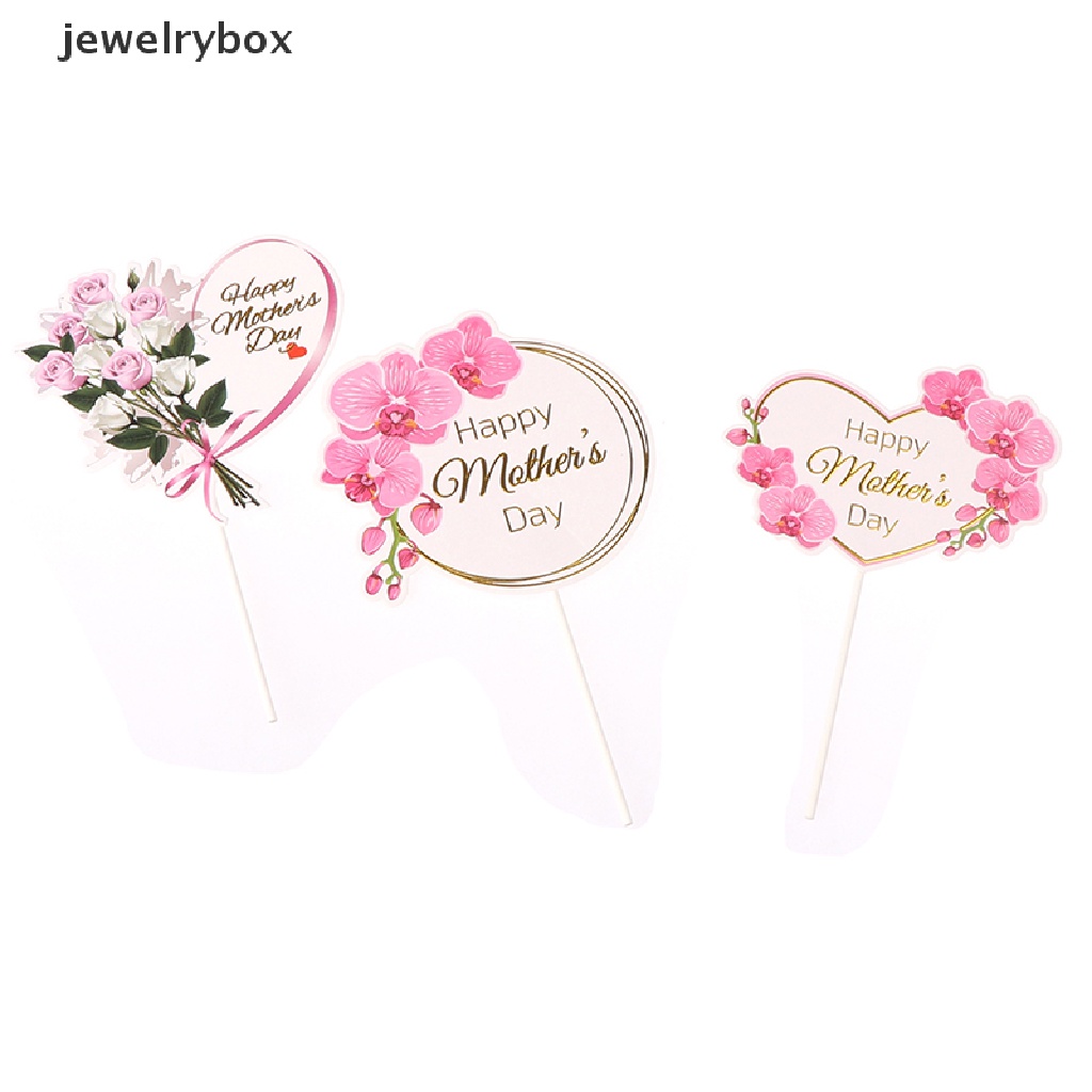 [jewelrybox] Hiasan Cupcake Dessert Bunga Hati Happy Mother's Day Birthday Cake Toppers Butik