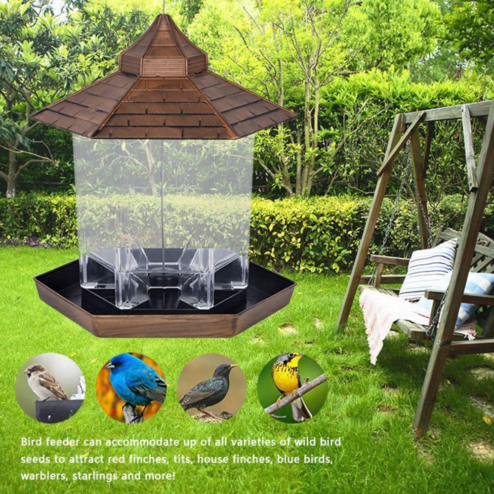 TOP Hanging Wild Bird Feeder Hexagonal Untuk Taman Outdoor Kebun Halaman Feeder Gantung Holder