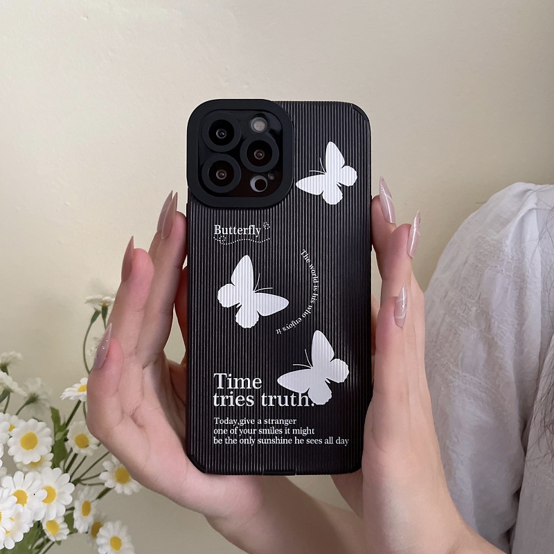 IPHONE Untuk Iphone14 13 12 11 Pro MAX X XR XS Max7 8 Plus Vertikal grain butterfly phone Protection soft Case