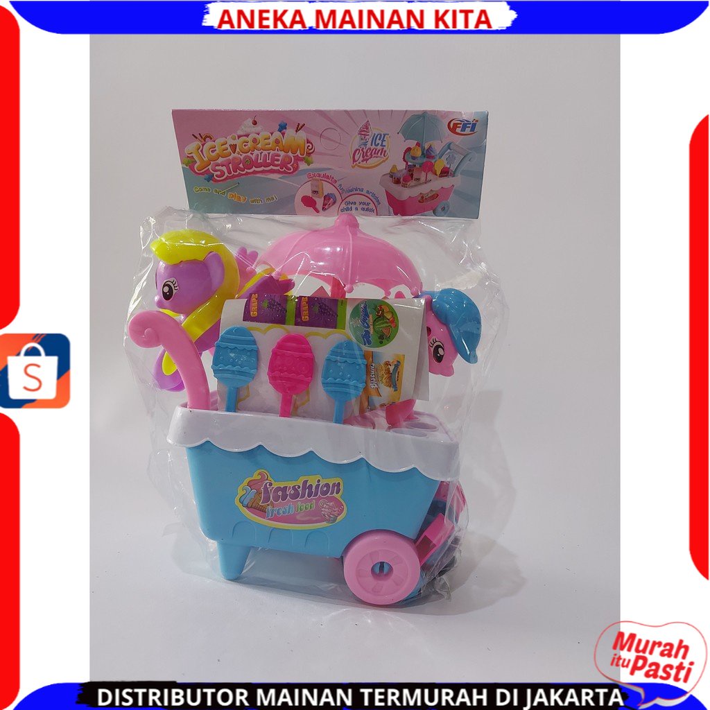 ( BISA COD ) PROMO Mainan Anak Gerobak Es Krim Permen Keranjang Bonus 2 Kuda Pony Anak-anak DIY Play Set Makanan Penutup Trolley Mainan Puzzle / Mainan Edukasi Anak / Mainan Anak Laki Laki / Mainan Anak Perempuan FI503 SNI