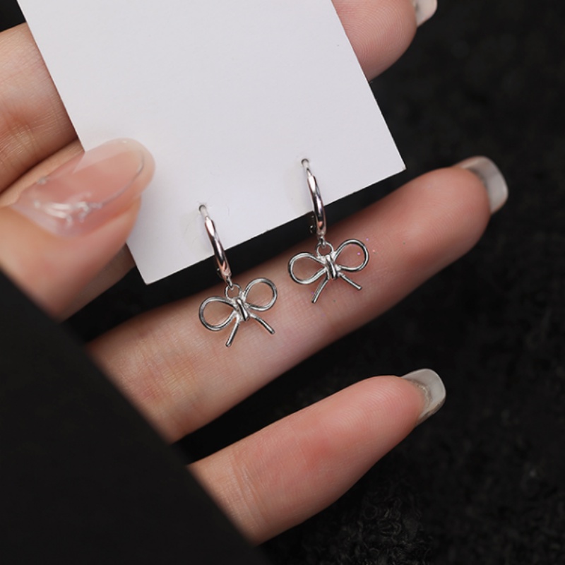 Kami Bunga Indah s925 Perak Berongga Busur Hoop Anting-Anting Untuk Wanita Gadis Korea Ikatan Simpul Menjuntai Anting-Anting Fashion Telinga Perhiasan Aksesoris