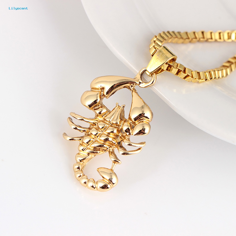 Lilyscent Fashion Pria Golden Scorpion Pendant Hip-hop Rantai Kalung Pesta Club Hadiah