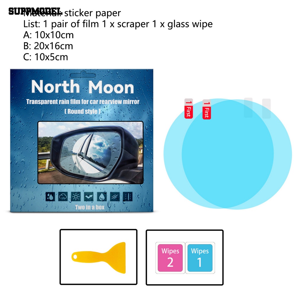 Suppmodel 1pasang Film Pelindung Spion Ringan Untuk Mobil Film Anti-Kabut Perekat Cermin Film Pelindung Anti-ultraviolet