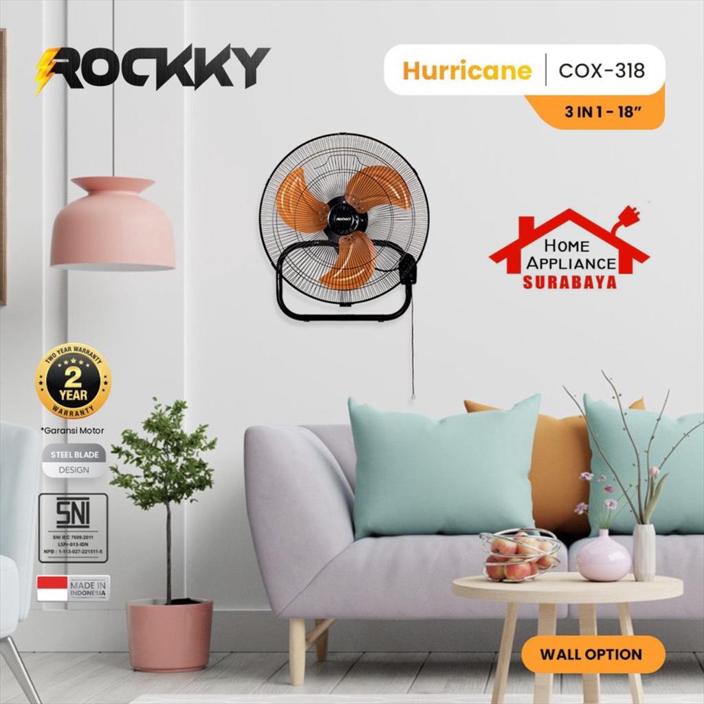 ROCKKY HURRICANE Fan - Kipas Angin Industrial 18 Inch 3 IN 1 COX-318