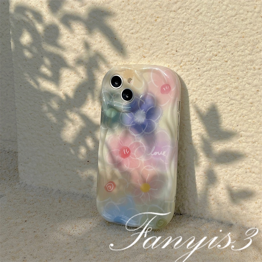 Compatible For IPhone 14 13 12 11 Pro Max X XR Xs Max 8 7 6s Plus SE 2020 Kompatibel Untuk Halo Berwarna Bunga Gelombang Telepon Case TPU Silicon Lembut Cover Pelindung