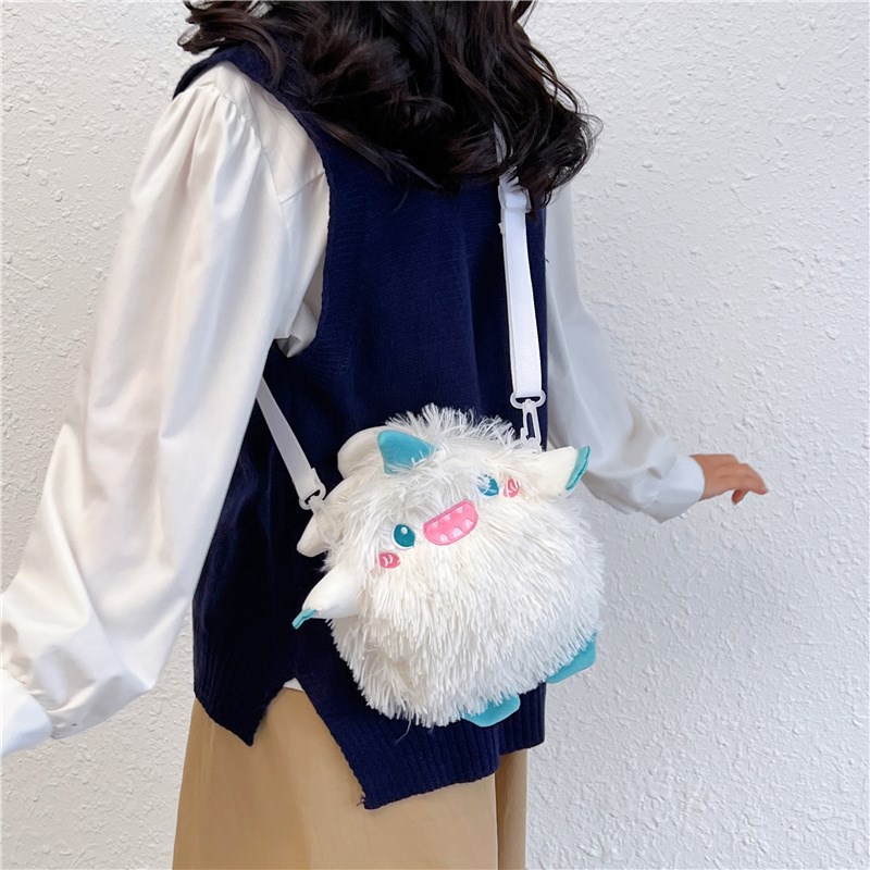 TAS KARAKTER BONEKA MONSTER INC BULU TREND TERBARU Sling Bag Kekinian Kartun Monster Tas Selempang Unik Bahan Bulu Halus Lembut